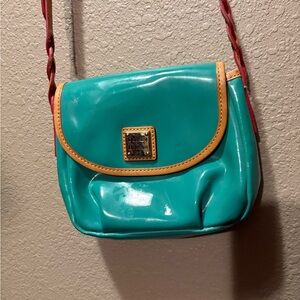 Dooney & Bourke patent leather crossbody purse bag Seafoam or teal color